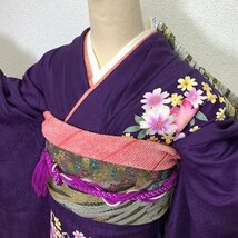 〇高身長の方にも！古典柄 振袖 金彩 花 成人式 結婚式〇美品 305z10_画像7