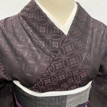 【最終SALE!!】●夏物 紋紗 花輪違い文様 七宝 シックな葡萄色●美品 305mt91_画像2