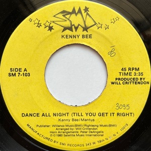 【試聴 7inch】Kenny Bee / Dance All Night (Till You Get It Right) 7インチ 45 muro koco フリーソウル サバービア 