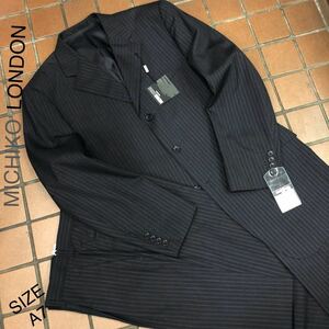 ★紳士服・工房★【大創業祭】★新品★未使用MICHIKO LONDONスーツ/セットアップスーツ/サイズA7/ペンシルストライプ柄/濃灰系　春夏