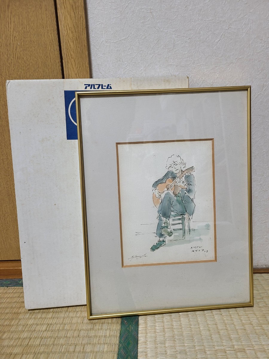 ☆坂本直行☆ 題名不明 水彩画 30角額 未使用! | www