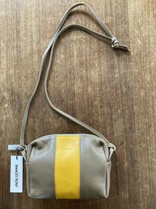 JACK GOMME Jack rubber leather shoulder bag cow leather beige x yellow ash pe- France diagonal ..