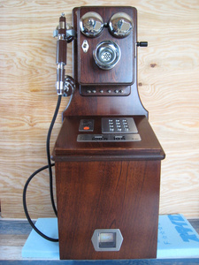  Classic pink TEL 1992 year manufacture wooden public telephone 