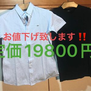 ラコステ　鹿の子　半袖シャツ　日本製　オマケ:H&M オシャレブラックTシャツ