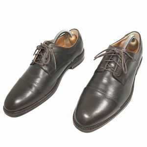 【コールハーン】本物 COLE HAAN 靴 25.5cm 茶 ストレートチップ ビジネスシューズ 外羽根式 本革 レザー 男性用 メンズ 7 1/2 W