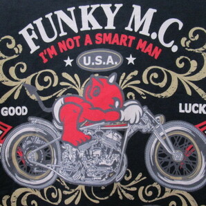 テッドマン プリント半袖Ｔシャツ・42・黒／ブラック（TEDMANラッキーレッドデビルモーターサイクルバイクオートバイ柄）の画像2