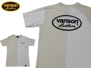 バンソン／vanson／Mサイズ／クレイジー半袖Ｔシャツ／NVST-2113／ナチュラル×オフ／新品／送料無料／バイカー／サーマル