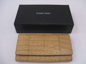 ROMEO GIGLI クロコダイル ワニ革 Henglong croco 折財布 定価35000円 HAZE 長財布 ベージュ ロメオジリ 1-0412G# 172730