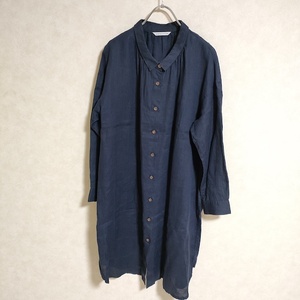 atelier naruse long linen shirts サイズF 長袖シャツ ネイビー アトリエナルセ 3-0426M 214506