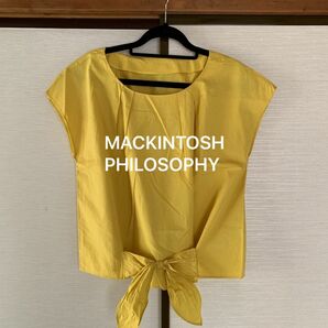 美品☆MACKINTOSH PHILOSOPHYからし色リボンカットソーブラウス