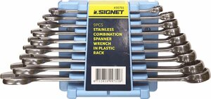 SIGNET (シグネット) 30701 9PCS ステンレス コンビネーション レンチ セット 品番：30701 専用 ホルダー 付き レンチ 工具 ガレージ
