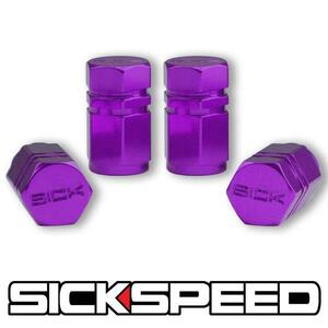 SICKSPEED　エアバルブキャップ パープル 4個セット USDM JDM シックスピード アメリカ 北米 エアキャップ 空気 栓 蓋 ホイール