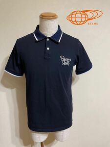 BEAMS GOLF ビームス ゴルフ ウェアー鹿の子 ポロシャツ トップス サイズL 半袖 ネイビー 日本製