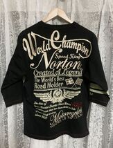 Norton MOTORCYCLE ノートン　七分丈　カットソー　トップス　バイカー　刺繍ロゴ　ブラック　XLサイズ_画像5