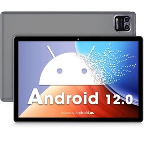 Androidタブレット 12 10インチ、RAM 3GB/ROM 64GB、4コアCPU 2MP+8MPカメラ グレー
