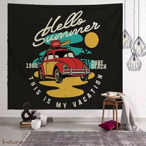 Art hand Auction American Goods Tapestry Big Flag Vacation Classic Car Stylish Interior Man's Hideout Design Art Atmosphere Creation, handmade works, interior, miscellaneous goods, panel, tapestry