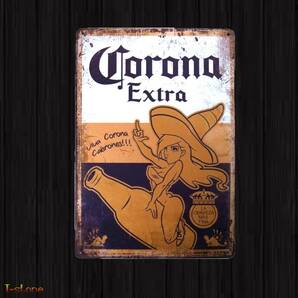 ブリキサインボード 看板 Corona Extra デザイン看板 ヴィンテージ お洒落 インテリア 壁掛け アメリカン雑貨 BAR レストラン 雰囲気作り