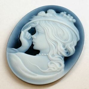 ［ストーンカメオ14.8g］J 74ct 49.8×39.8mm 花 貴婦人 flower CAMEO アンティーク stone 繊細 ルース 宝石 の画像3