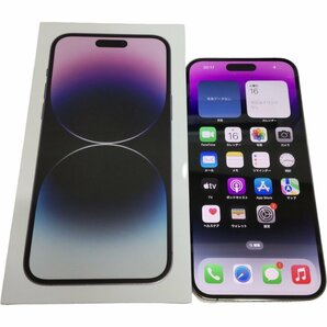 【中古品】初期化済 Apple iPhone14prpmax 256GB ディープパープル バッテリー:100% SIMフリー ソフトバンク 判定: △ L41798RLの画像1