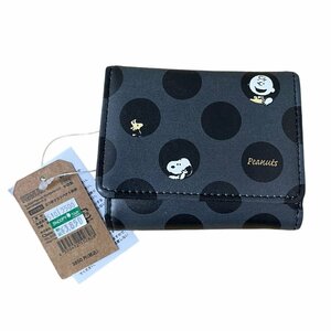 H5-562RZZ не использовался Snoopy Peanuts 3. складывать кошелек compact кошелек ka Mio Japan точка черный 