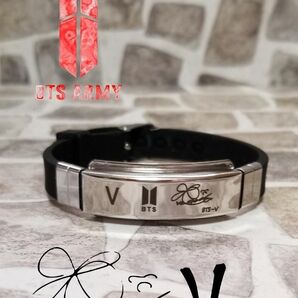 【BTS】 テヒョン V ネームメタルブレスレット サインver