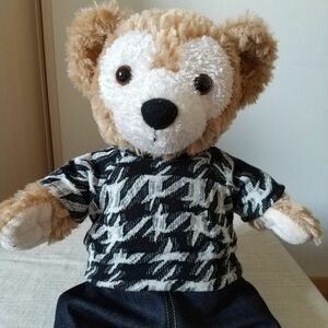 ハンドメイド ダッフィーぬい服 Tシャツ １枚 千鳥インターシャジャカード ジェラトーニにも