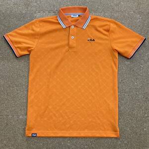 【美品】フィラ　FILA ポロシャツ ゴルフウェア　半袖シャツ　GOLF golf ゴルフ　Mサイズ メンズ　オレンジ　半袖 