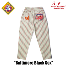 ヘルメット付 Mサイズ Baltimore Black Sox クックマン シェフパンツ 白 ストライプ COOKMAN Ballpark Collection Chef Pants_画像3