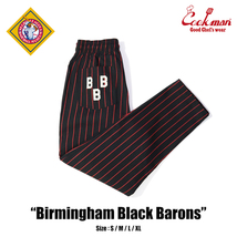 ヘルメット付 Mサイズ Birmingham Black Barons クックマン シェフパンツ 黒 ストライプ COOKMAN Ballpark Collection Chef Pants_画像2