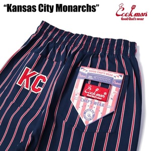 ヘルメット付 XLサイズ Kansas City Monarchs クックマン シェフパンツ 紺 ストライプ COOKMAN Ballpark Collection Chef Pants