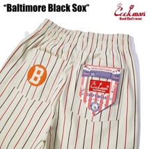 ヘルメット付 Lサイズ Baltimore Black Sox クックマン シェフパンツ 白 ストライプ COOKMAN Ballpark Collection Chef Pants_画像4