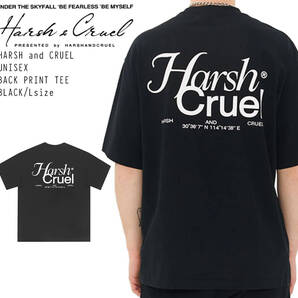 【 HARSH AND CRUEL 】 ハーシュアンドクルーエル 正規品 ユニセックス ビッグサイズ バックプリント Tシャツ ブラック L