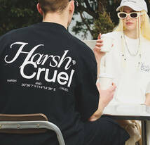 【 HARSH AND CRUEL 】 ハーシュアンドクルーエル 正規品 ユニセックス ビッグサイズ バックプリント Tシャツ ブラック L_画像2
