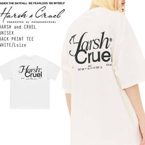 【 HARSH AND CRUEL 】 ハーシュアンドクルーエル 正規品 ユニセックス ビッグサイズ バックプリント Tシャツ ホワイト L