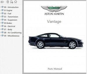  Aston Martin Vantage vantage список запасных частей Vantage 