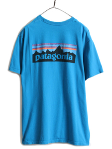 16年製 ■ パタゴニア プリント 半袖 Tシャツ メンズ L / Patagonia アウトドア フィッツロイ P-6 プリントTシャツ ロゴT クルーネック 青