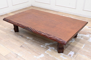 E212 希少 緻密 重い ブビンガ 一枚板 座卓 リビングテーブル 座敷机 ローテーブル 天然木 無垢 高級材