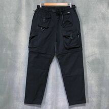 bal バル 22/SS MULTI POCKET CONVERTIBLE PANT マルチポケット 2WAY ストレッチ ナイロンコットン カーゴ パンツ size.L 黒 型番.BAL-2008_画像1