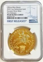 発行数40枚 2023年 オランダ デュカトン シルバー ライダー 1オンス プルーフ 金メダル 金貨 NGC PF69 ULTRA CAMEO First Releases_画像3