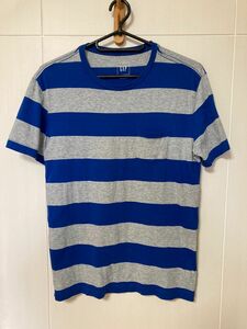 GAP 半袖Tシャツメンズ【XS】ブルー＆グレーボーダー