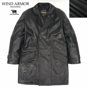 相場価格￥84,000- 美品 NICHIWA 毛皮のニチワ WIND ARMOR ウインドアーマー イギリス産 羊革 ラムレザー アルスターコート ブラック 黒 M-