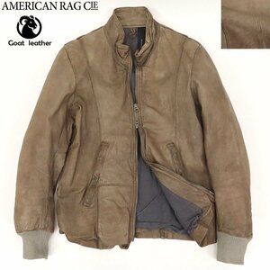 相場価格￥48,000- 美品 AMERICAN RAG CIE アメリカンラグシー 山羊革 レザー ウォッシュドラム シングルライダースジャケット 1 S-