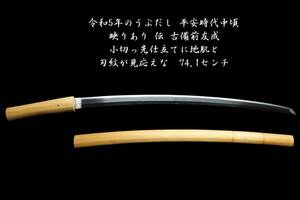 肌物にて令和5年のうぶだし☆平安時代中頃☆映りあり伝 古備前友成☆小切っ先仕立てに地肌と刃紋が見応えな74.1センチ