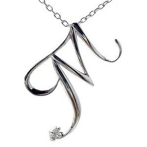  initial necklace M diamond diamond 0.01ct alphabet platinum 900 pt900 lady's jewelry accessory 