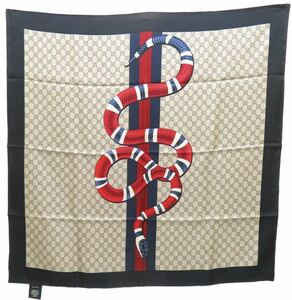  new goods unused Gucci men's lady's unisex silk scarf Sune -k Italy made GUCCI GG present mike-re chief bandana 