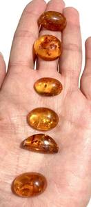 [ beautiful goods * value ] amber loose 6 bead set 32.7ctko Haku amber 