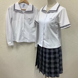 (Y)I165 (中古) 山形県 荒砥高校 3点セット /L/W69/丈53/16本/半袖ブラウス/合服ブラウス/スカート/夏服/制服/中学/女子学生/学生服