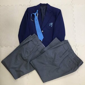 OT749-3 (中古)栃木県 上三川町立 上三川中学校 男子学生服 4点セット /指定/170A/W85/ブレザー/ズボン/青紺/中学校/中学生/制服/学生服