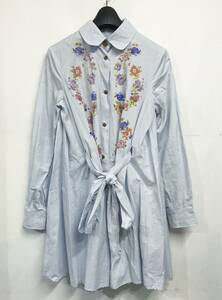 Vivienne Westwood RED LABEL Vivienne Westwood circle collar floral print belt attaching shirt One-piece 2 light blue 