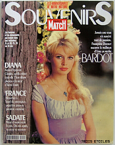 PARIS MATCH SOUVENIRS 1991 ブリジット・バルドー＆ダイアナ元妃 フランス アンティーク雑誌 送料無料★vm0101